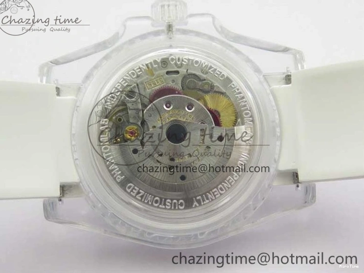 MiroTime 0123 Submariner Phantomlab Transparent KZF Best Edition Blue Fruit Dial on White Rubber Strap VR Classic 2563
